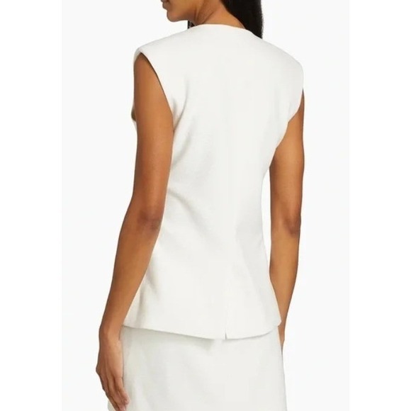 VERONICA BEARD Tamara Blazer Tortoise Shell Buttons White Sleeveless Vest Size 6 - Picture 13 of 13